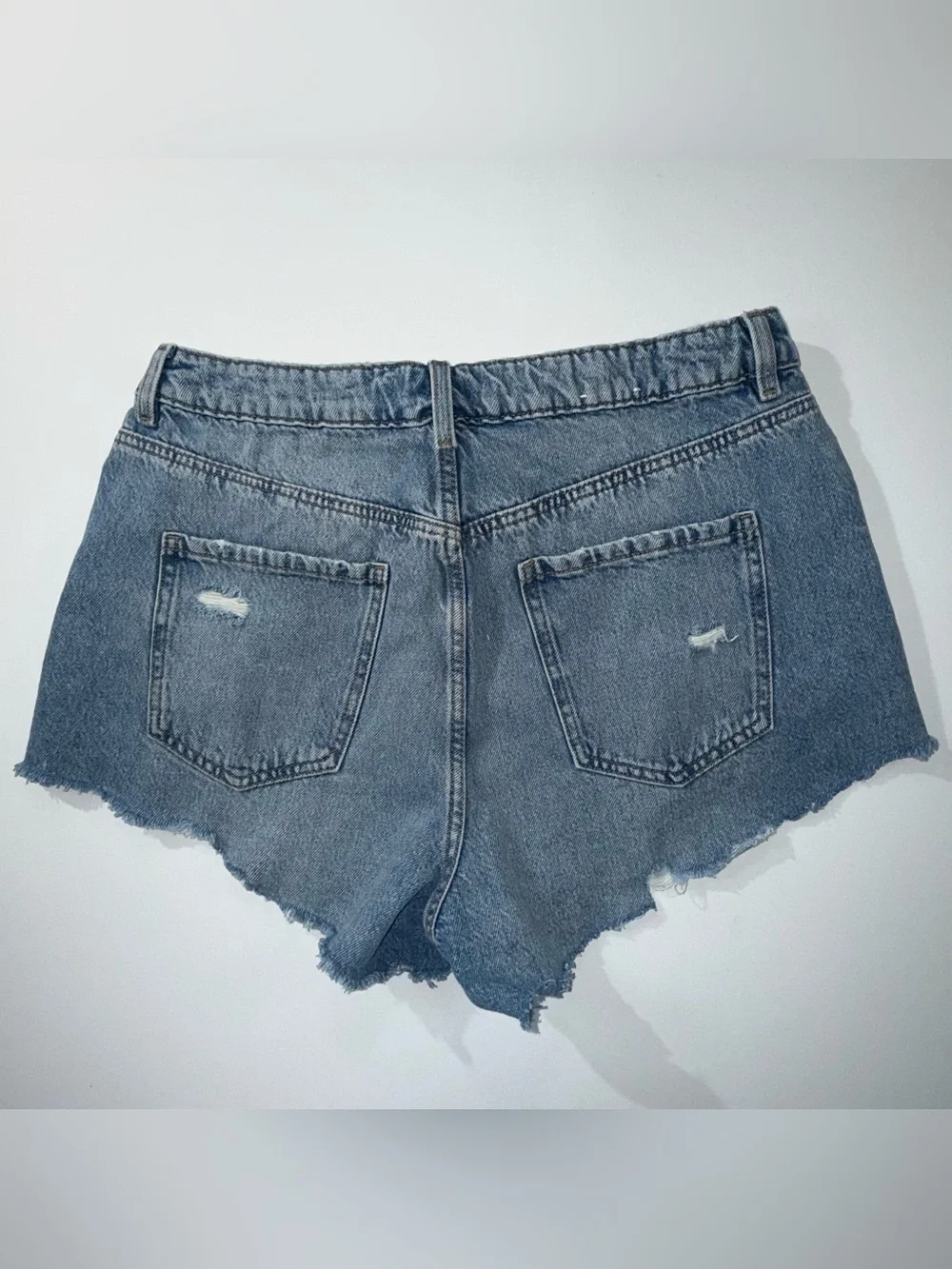 Garage Denim Festival Distressed Cutoff Jean Shorts Size 13/31 High Rise Raw Hem
